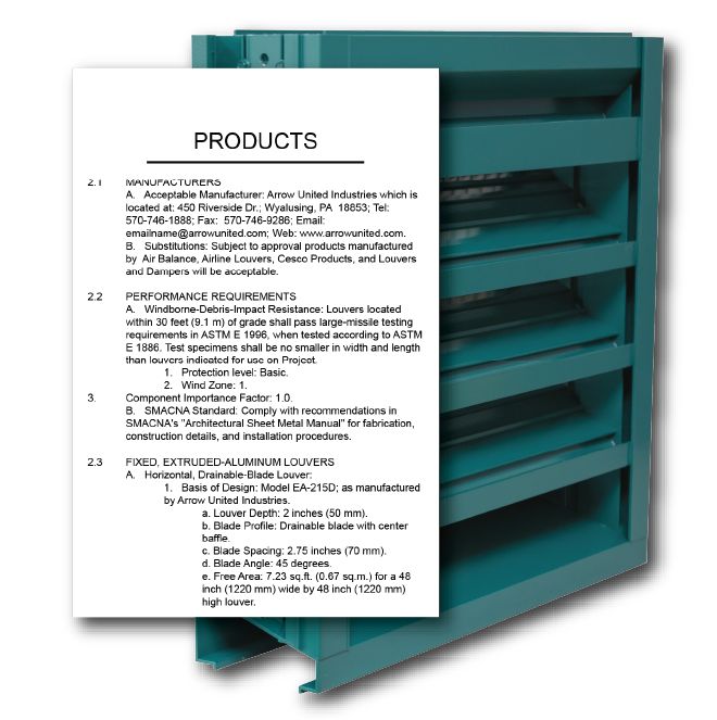 Specifications for Louvers